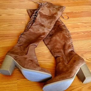 Lace up over the knee boots